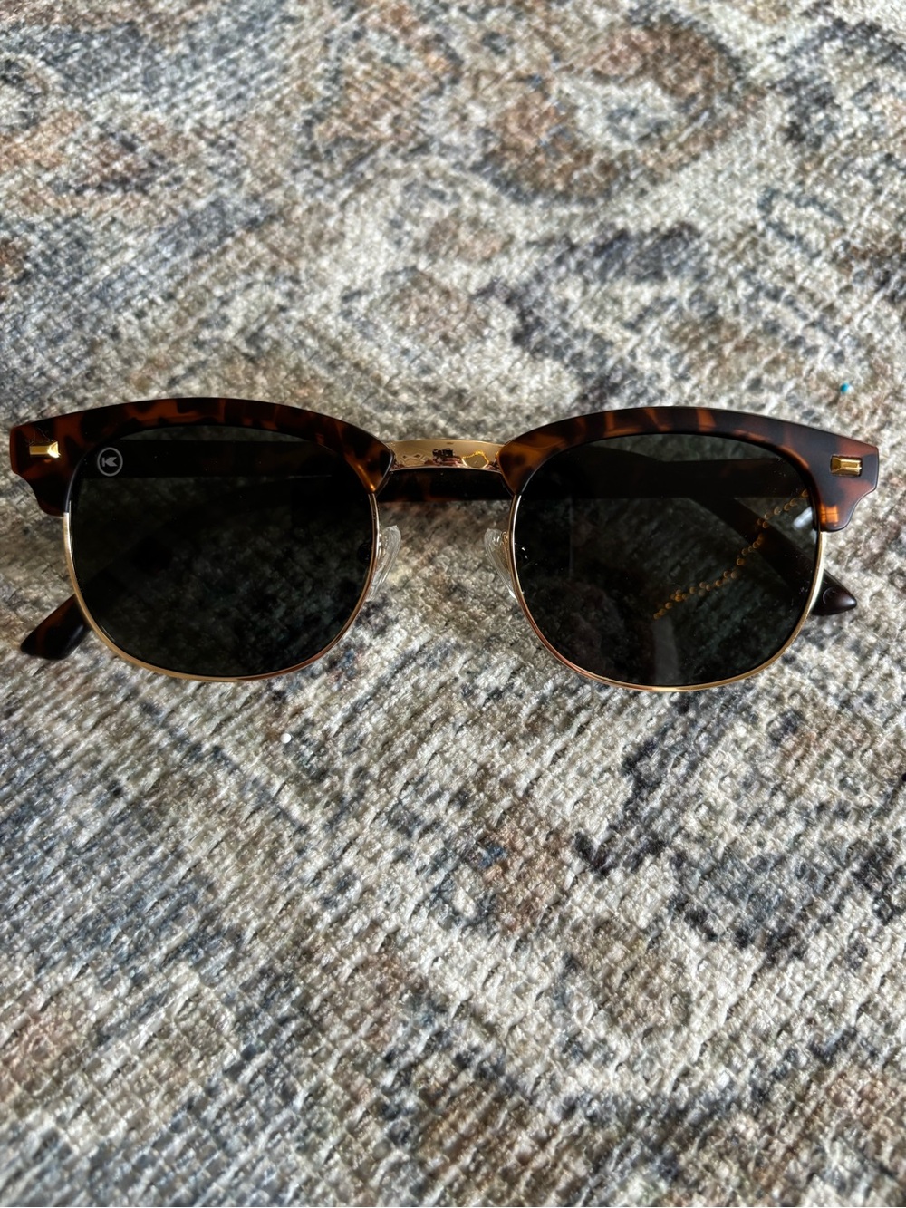 Knockaround Tortoise Shell Clubmaster-Style Sunglasses with Dark Lenses